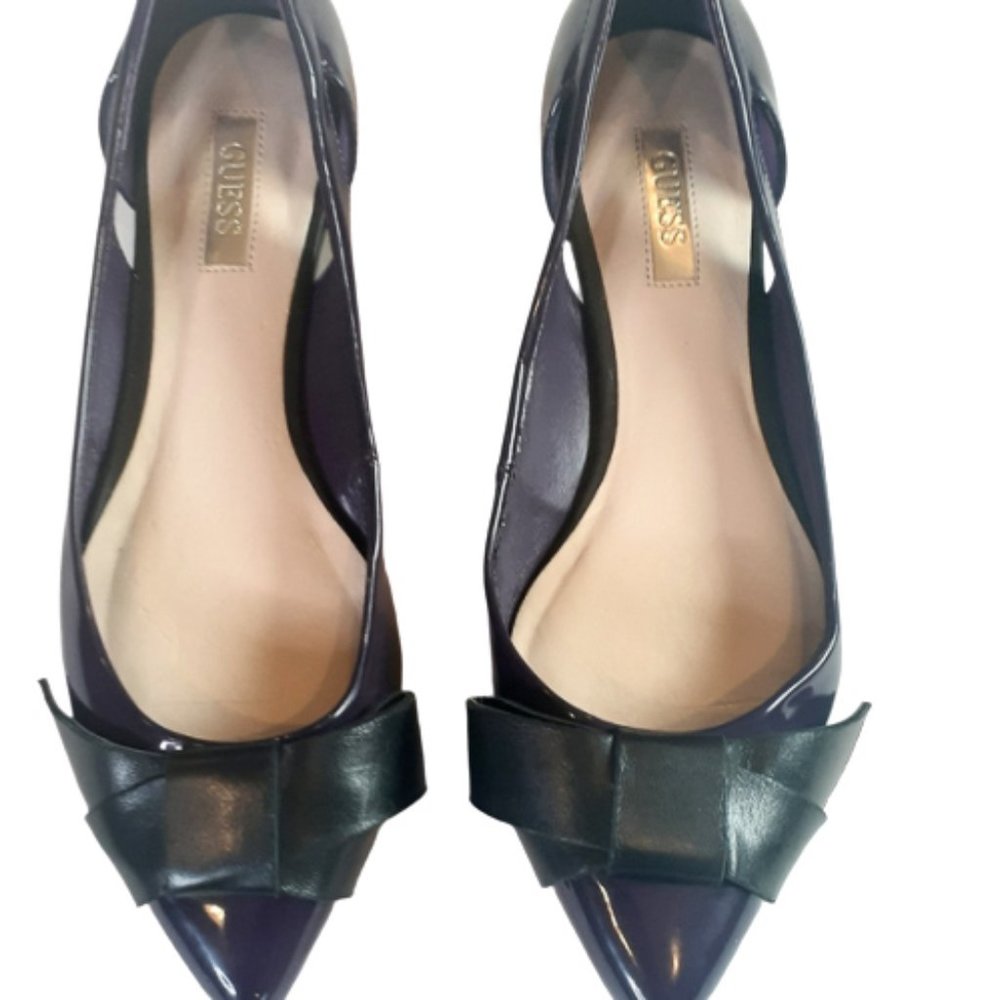 Guess purple pointed toe flats size 6 bow detail